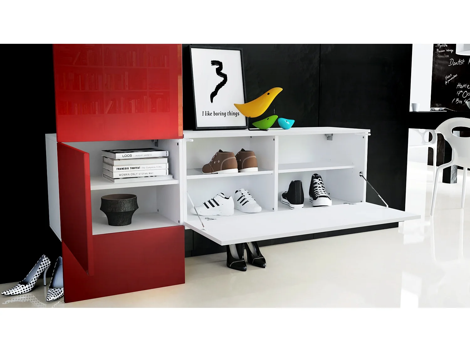 GARDEROBE Carlton Paneel in Bordeaux Hochglanz