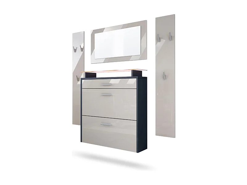 GARDEROBE Malea Fronten in Sandgrau Hochglanz