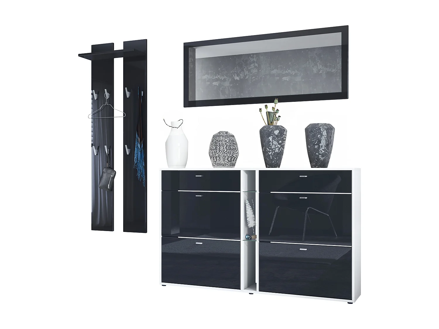 GARDEROBE Orlando Schwarz Hochglanz