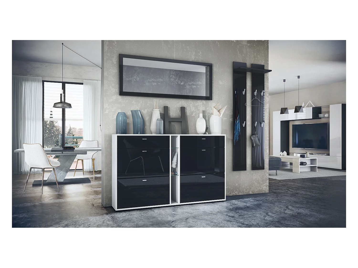 GARDEROBE Orlando Schwarz Hochglanz