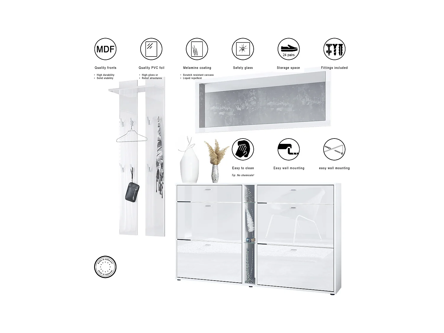 GARDEROBE Orlando Schwarz Hochglanz