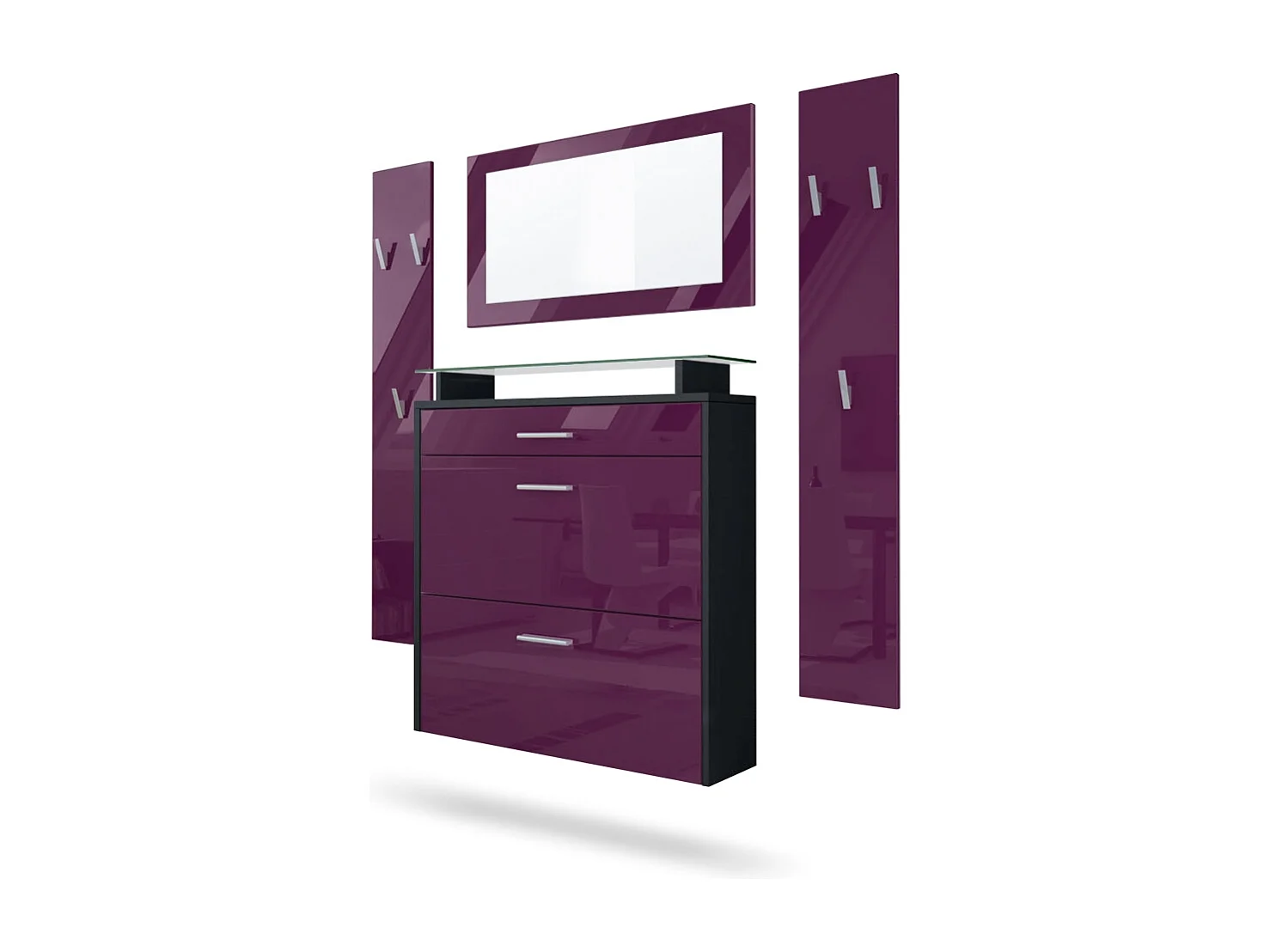 GARDEROBE Malea Front in Brombeer Hochglanz