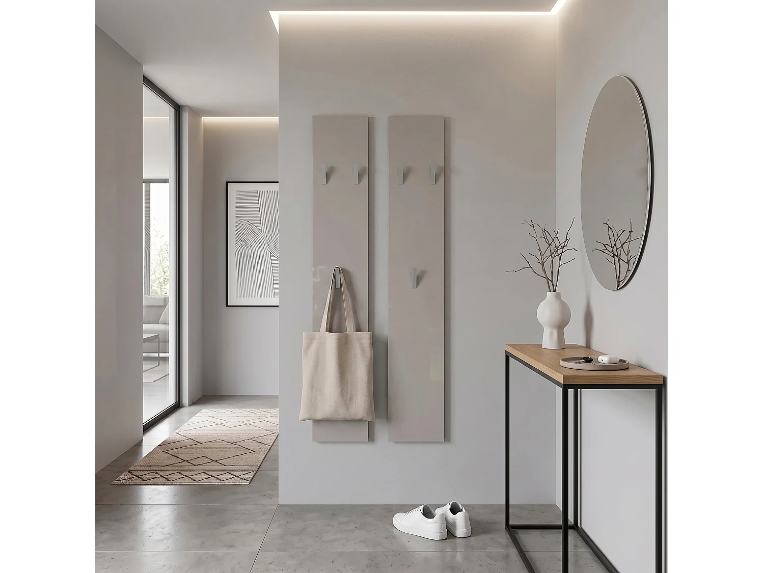 Panneau Mural 140, Fabriqué en Allemagne, Panneau de Vestiaire avec 2 Panneaux, gris sable haute brillance (je 24 x 140 x 2 cm)