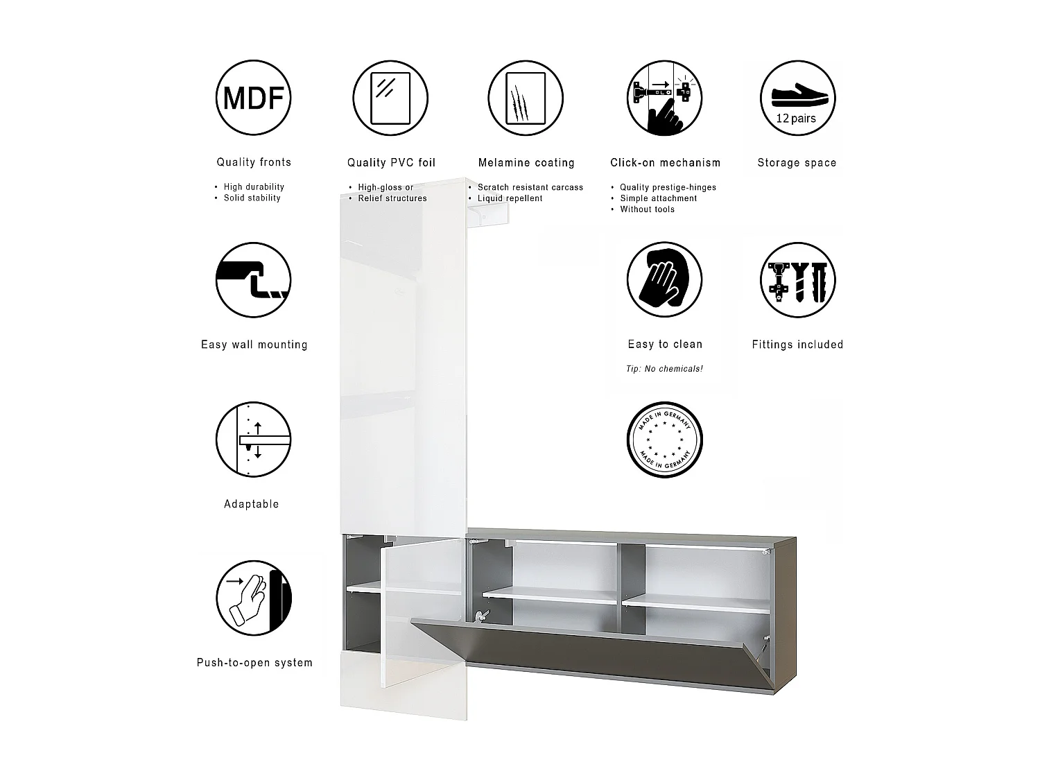 GARDEROBE Carlton Paneel in Beton Oxid Optik