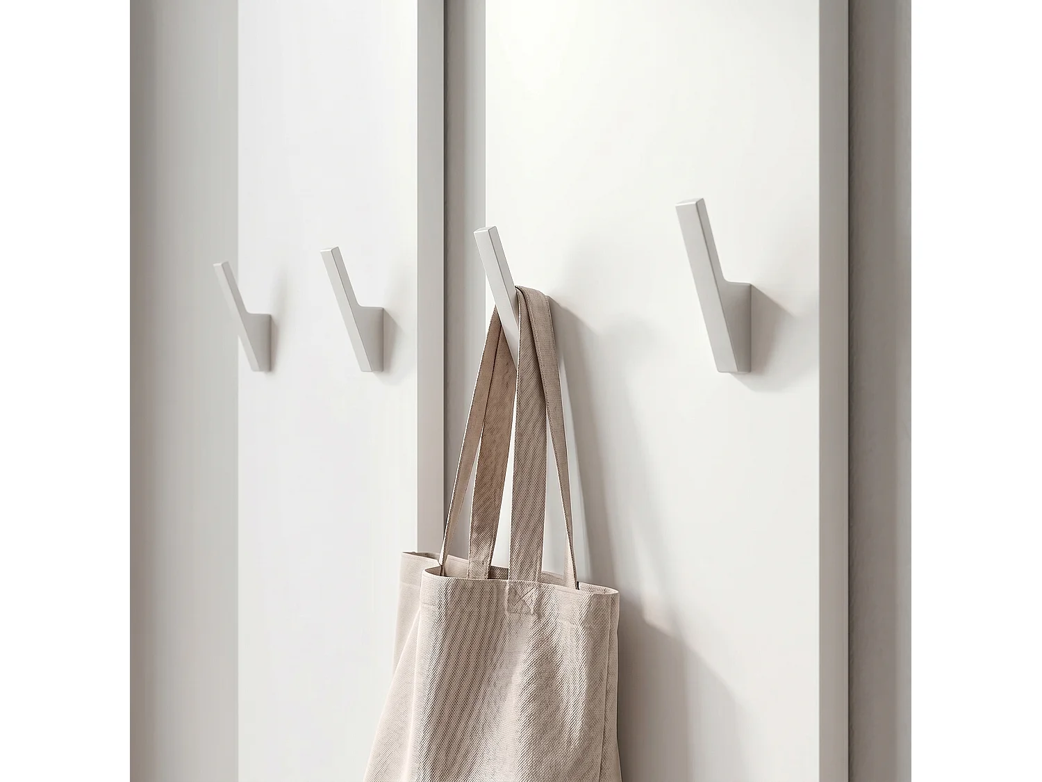 Panneau mural 170, Meuble porte-manteau composé de 2 panneaux et 1 étagère, noir mat (57 x 170 x 20 cm)