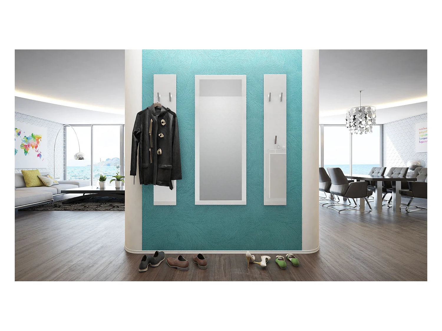 Ensemble de meubles d'entrée Spot en Blanc haute brillance