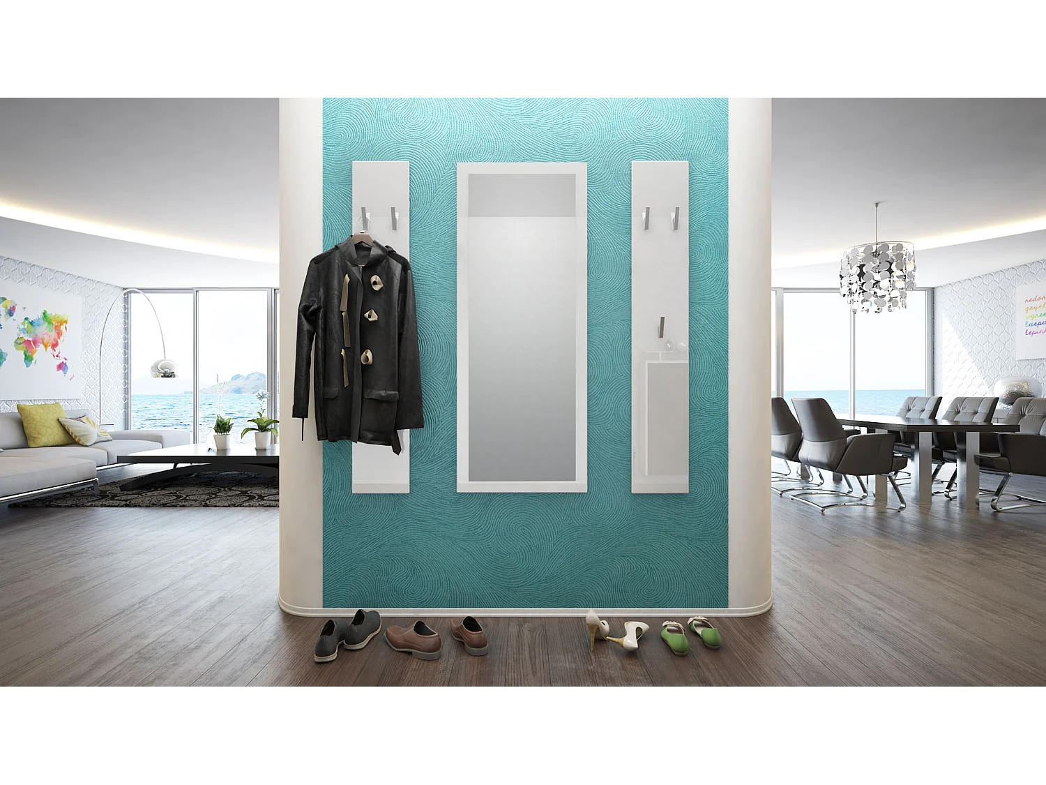 Ensemble de meubles d'entrée Spot en Blanc haute brillance