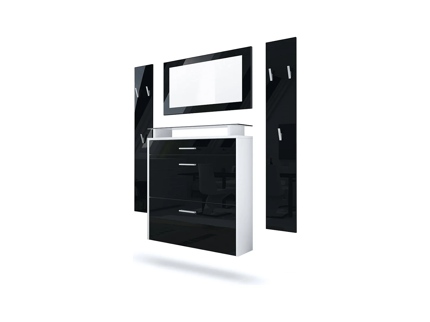 GARDEROBE Malea Front in Schwarz Hochglanz