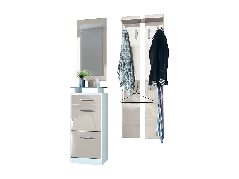 GARDEROBE Loret Front in Sandgrau Hochglanz