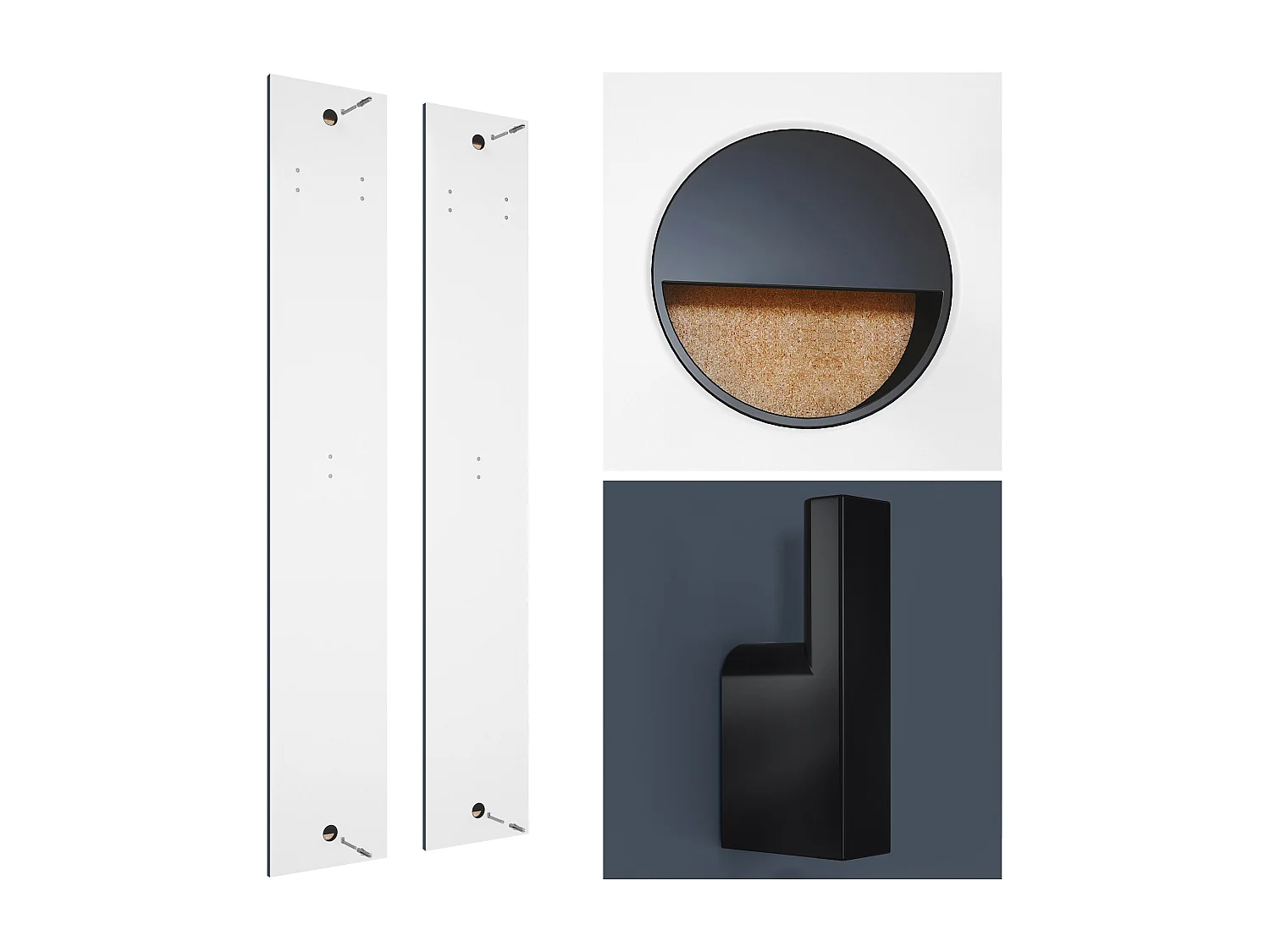 Ensemble d'Entrée Enigma, Composé d'un Meuble à Chaussures, d'un Miroir Mural et de 2 Panneaux Porte-Manteaux Bleu royal