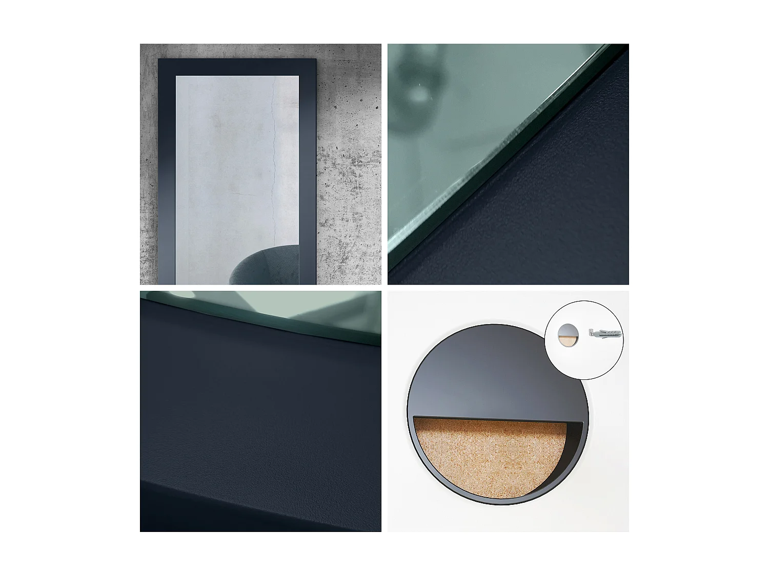 Ensemble d'Entrée Enigma, Composé d'un Meuble à Chaussures, d'un Miroir Mural et de 2 Panneaux Porte-Manteaux Bleu royal