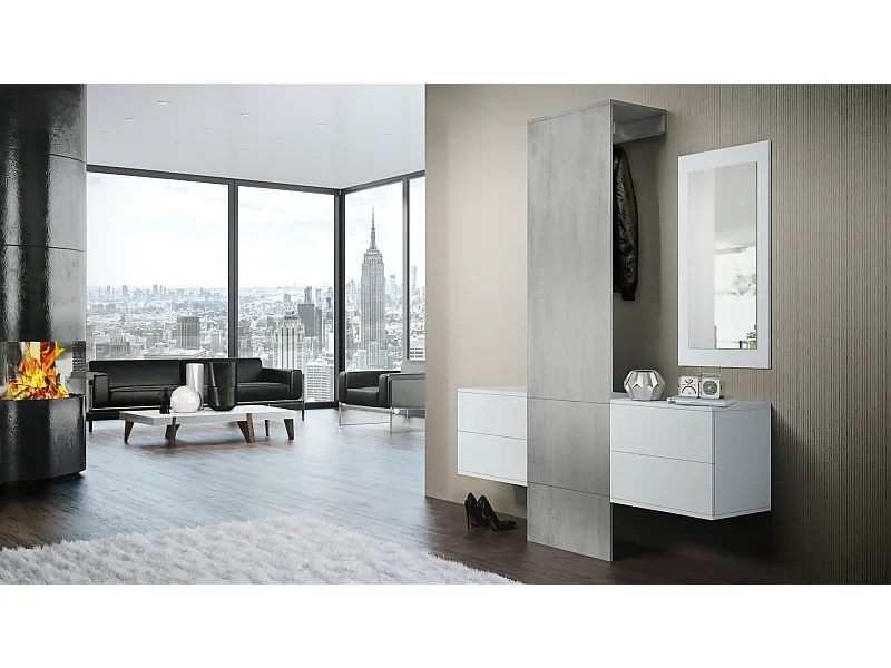 GARDEROBE Carlton Paneel in Beton Oxid Optik