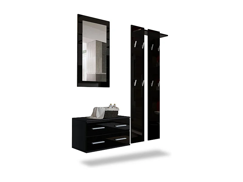 GARDEROBE Kioto Front in Schwarz Hochglanz