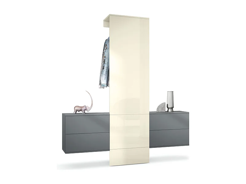 GARDEROBE Carlton Paneel in Creme Hochglanz