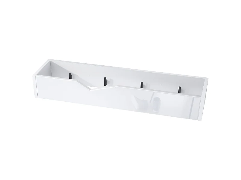 Perchero gancho de pared panel para colgar ropa Kolmio, cuerpo en blanco mate, frente en blanco de alto brillo 83,5 x 12,5 x 21 cm