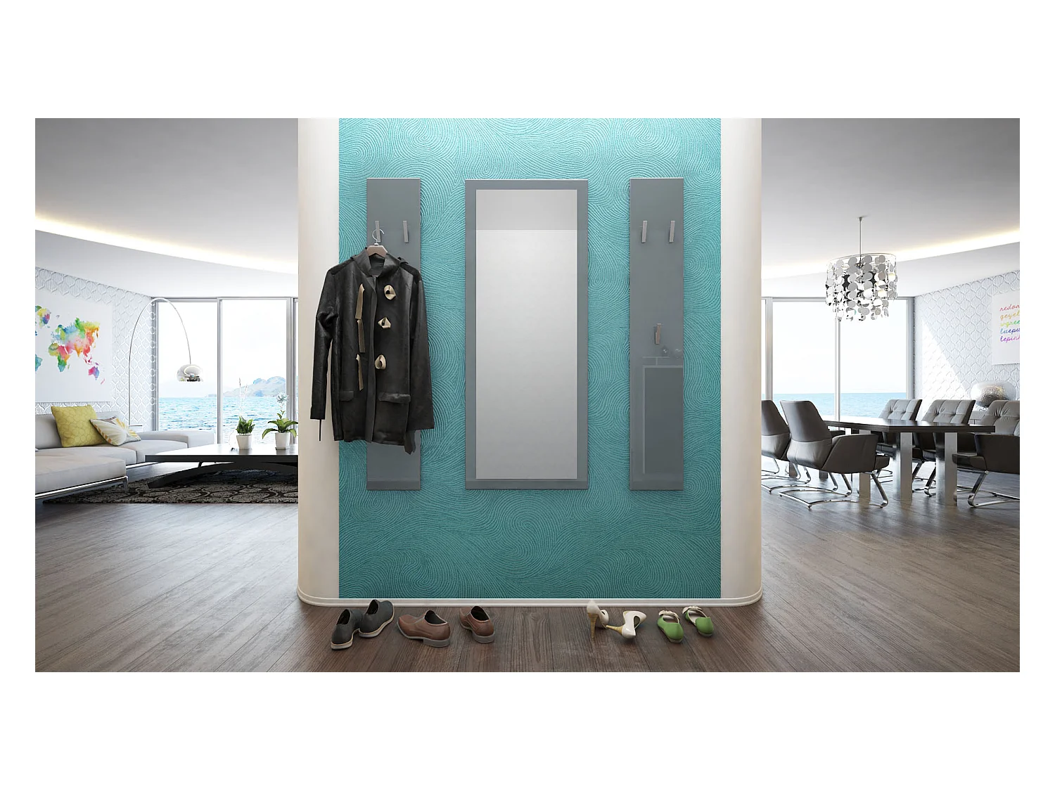 Ensemble de meubles d'entrée Spot en Gris haute brillance