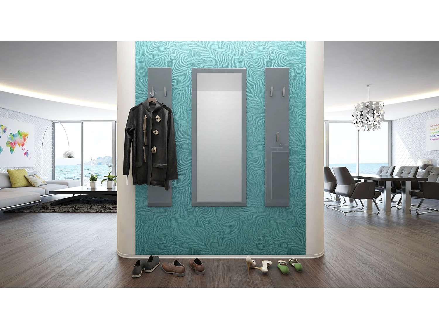 Ensemble de meubles d'entrée Spot en Gris haute brillance