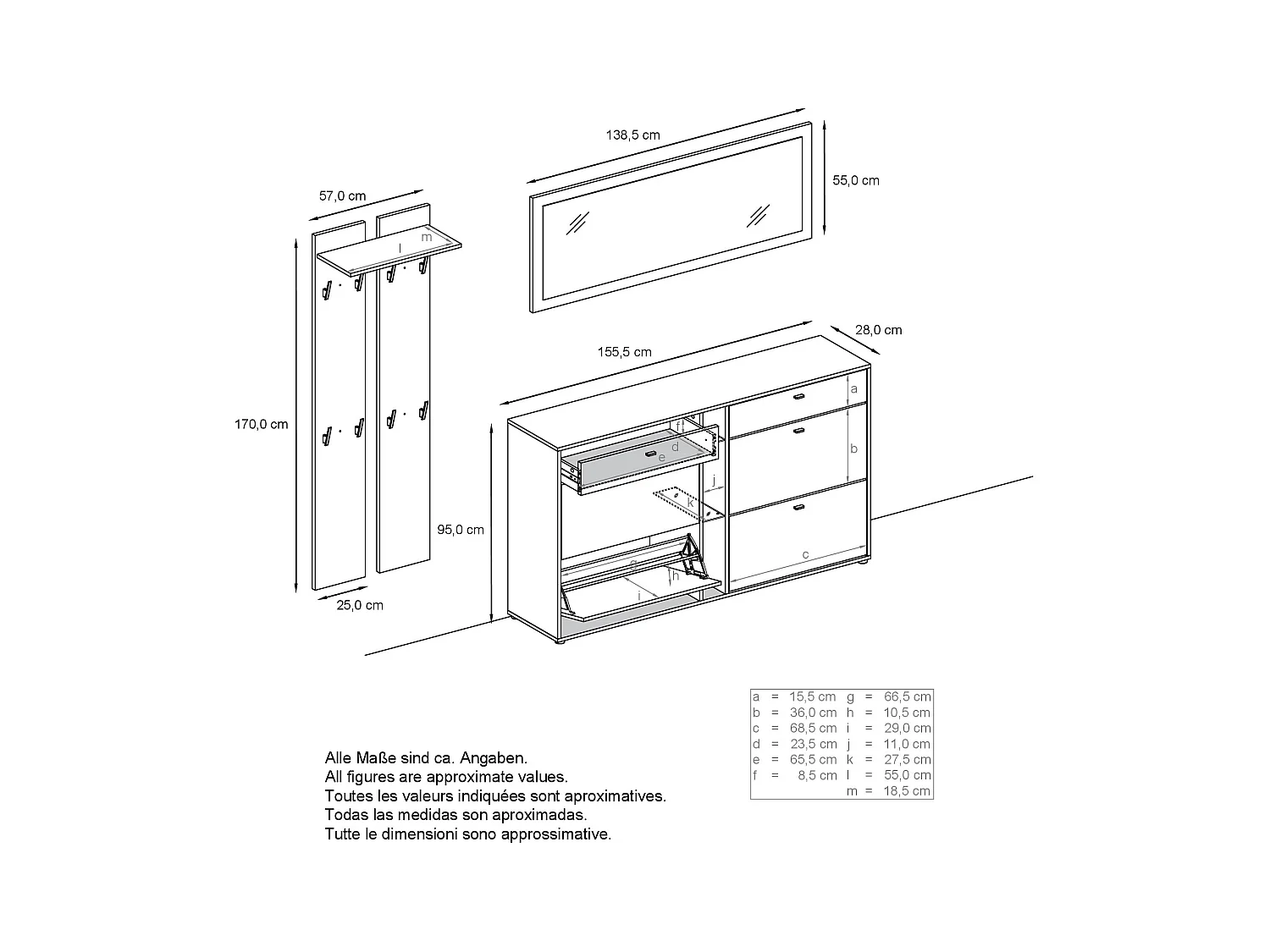 GARDEROBE Orlando Sandgrau Hochglanz