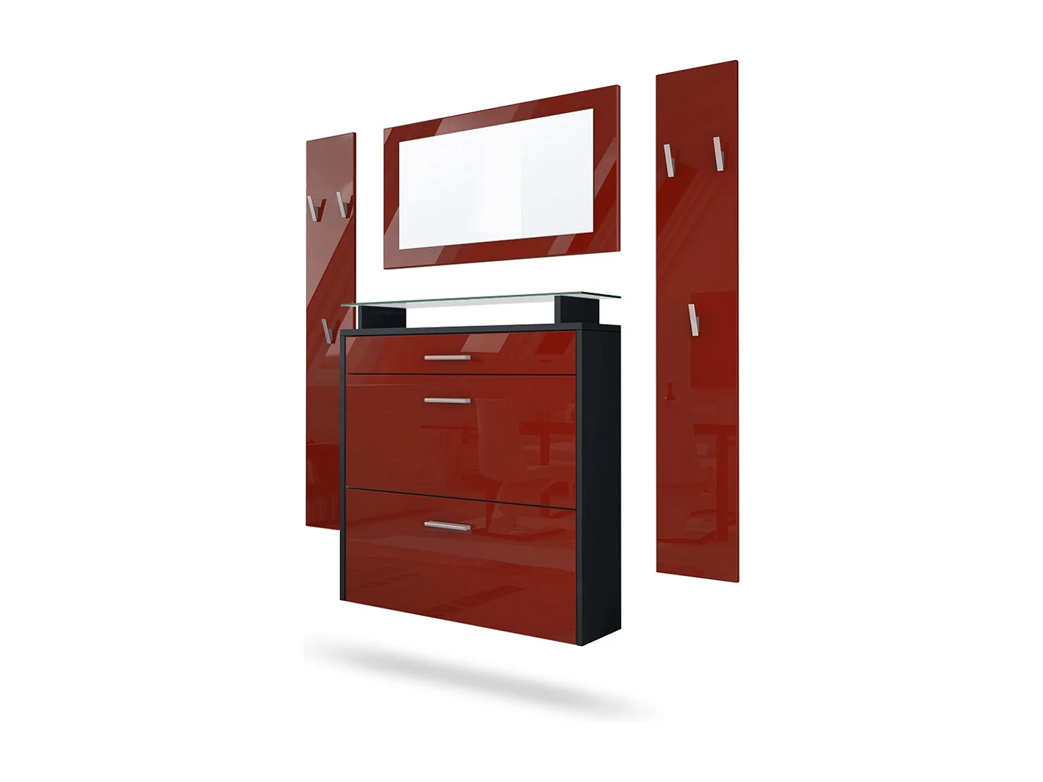 GARDEROBE Malea Front in Bordeaux Hochglanz