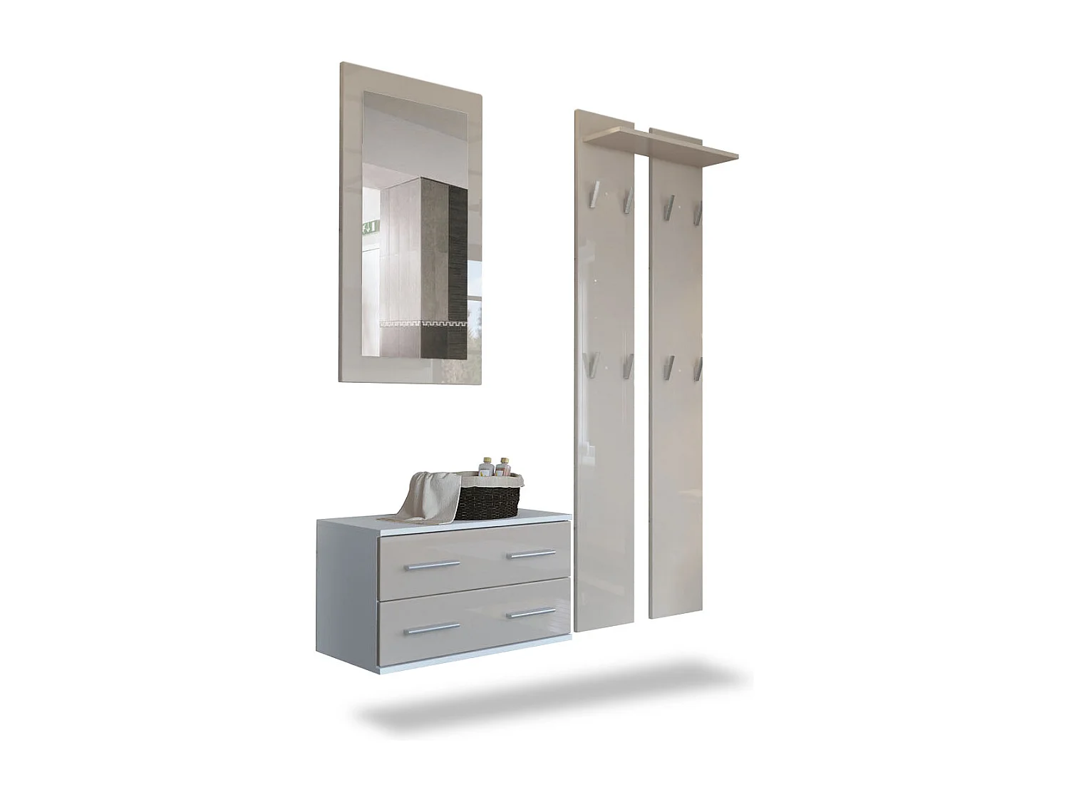 GARDEROBE Kioto Front in Sandgrau Hochglanz