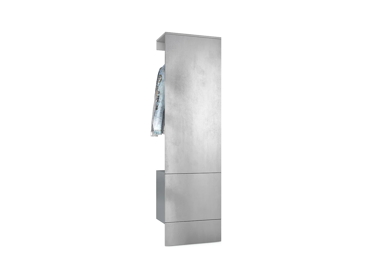 Penderie Carlton Set 5, Meuble d’entrée comprenant 1 panneau porte-manteau avec porte intégrée et 1 tringle, anthracite mat/aspect béton oxyde (52x193x35 cm)