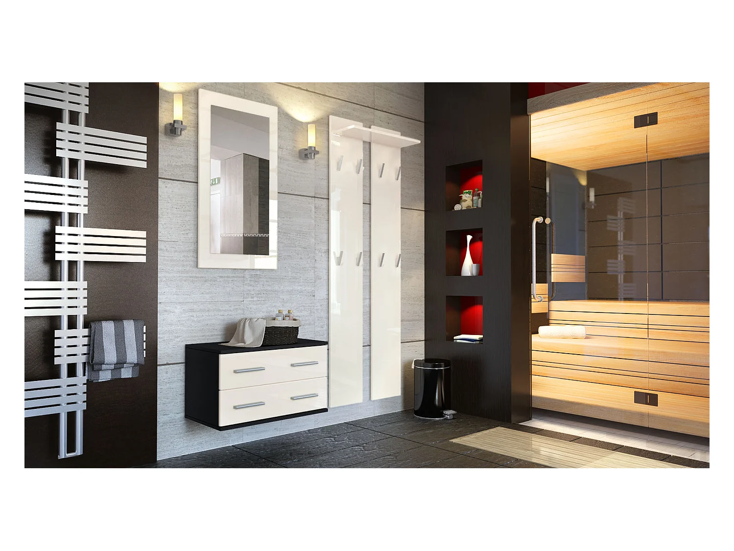 GARDEROBE Kioto Front in Creme Hochglanz