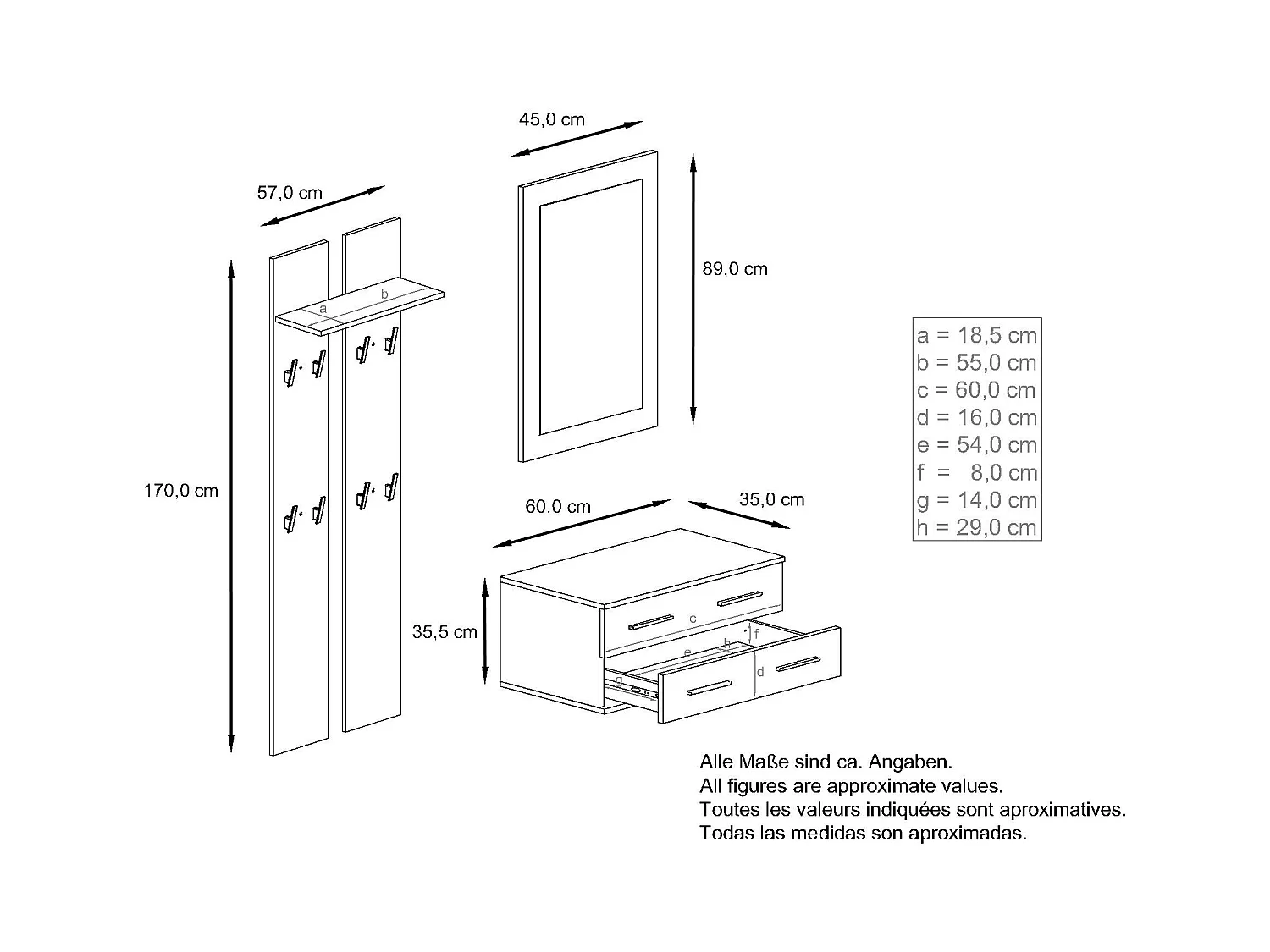 GARDEROBE Kioto Front in Creme Hochglanz