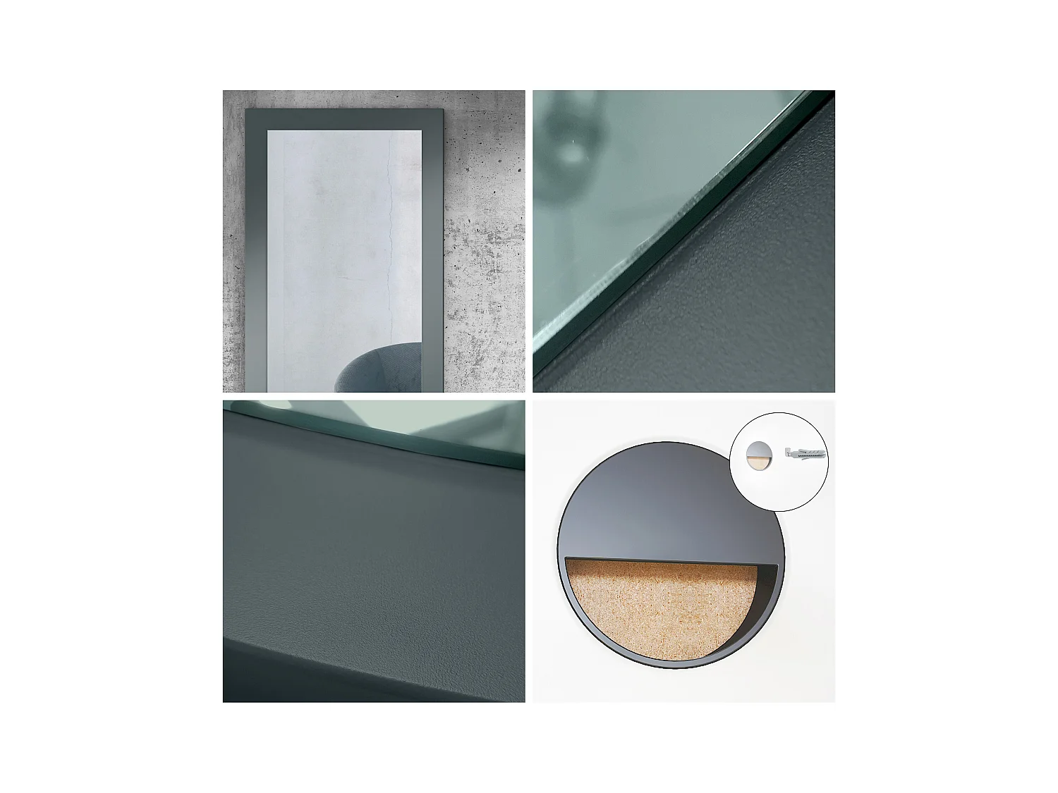 Ensemble d'Entrée Enigma, Composé d'un Meuble à Chaussures, d'un Miroir Mural et de 2 Panneaux Porte-Manteaux Fjord vert