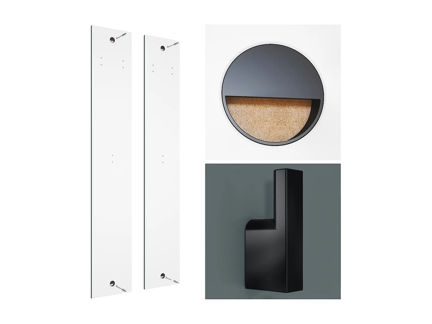 Ensemble d'Entrée Enigma, Composé d'un Meuble à Chaussures, d'un Miroir Mural et de 2 Panneaux Porte-Manteaux Fjord vert