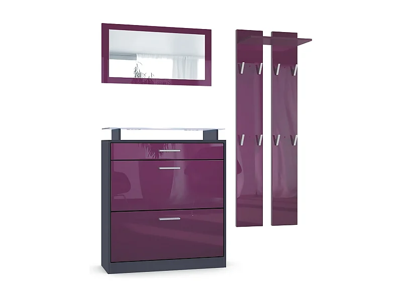 GARDEROBE Loret Front in Brombeer Hochglanz