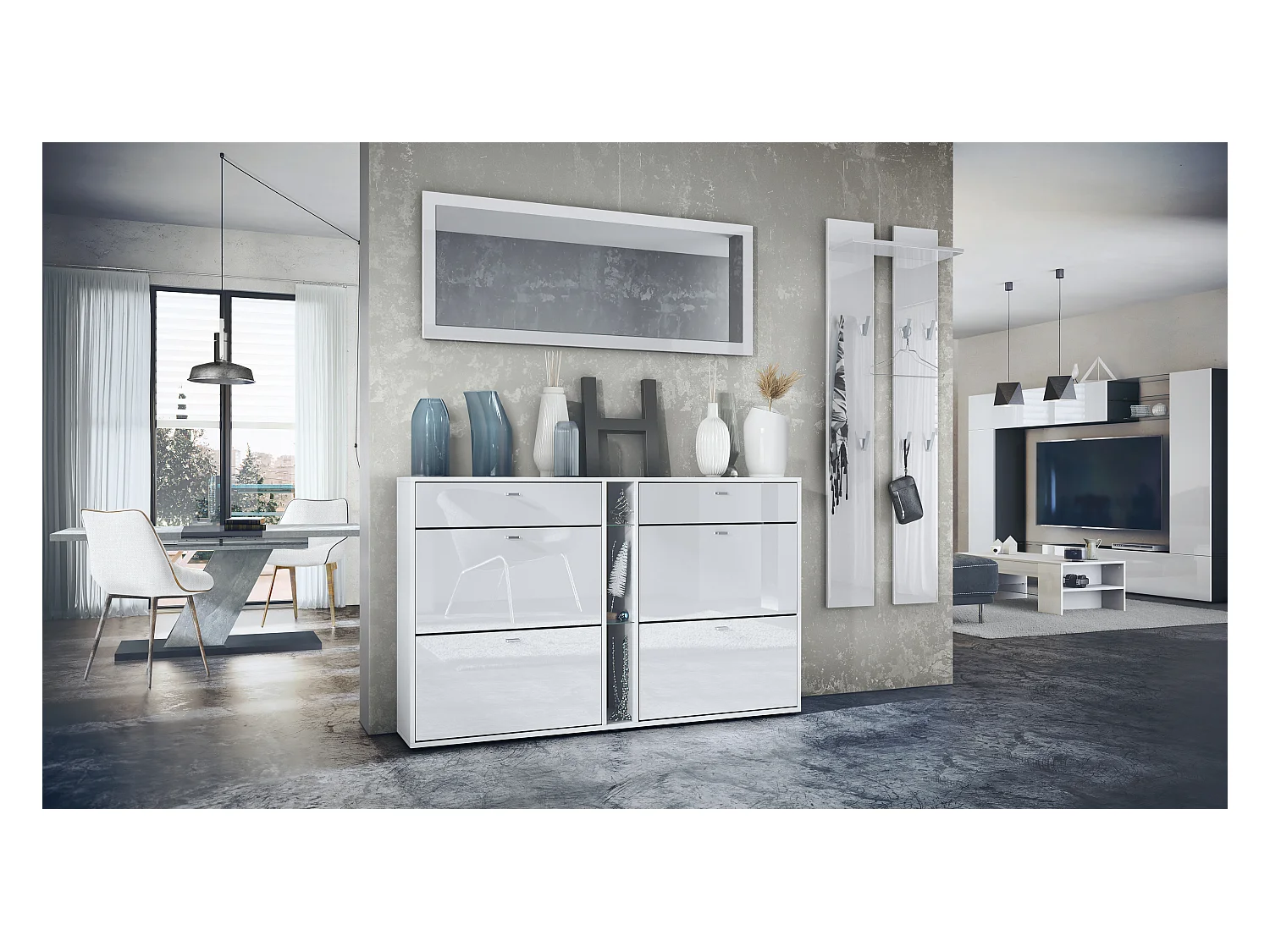 GARDEROBE Orlando Weiß Hochglanz