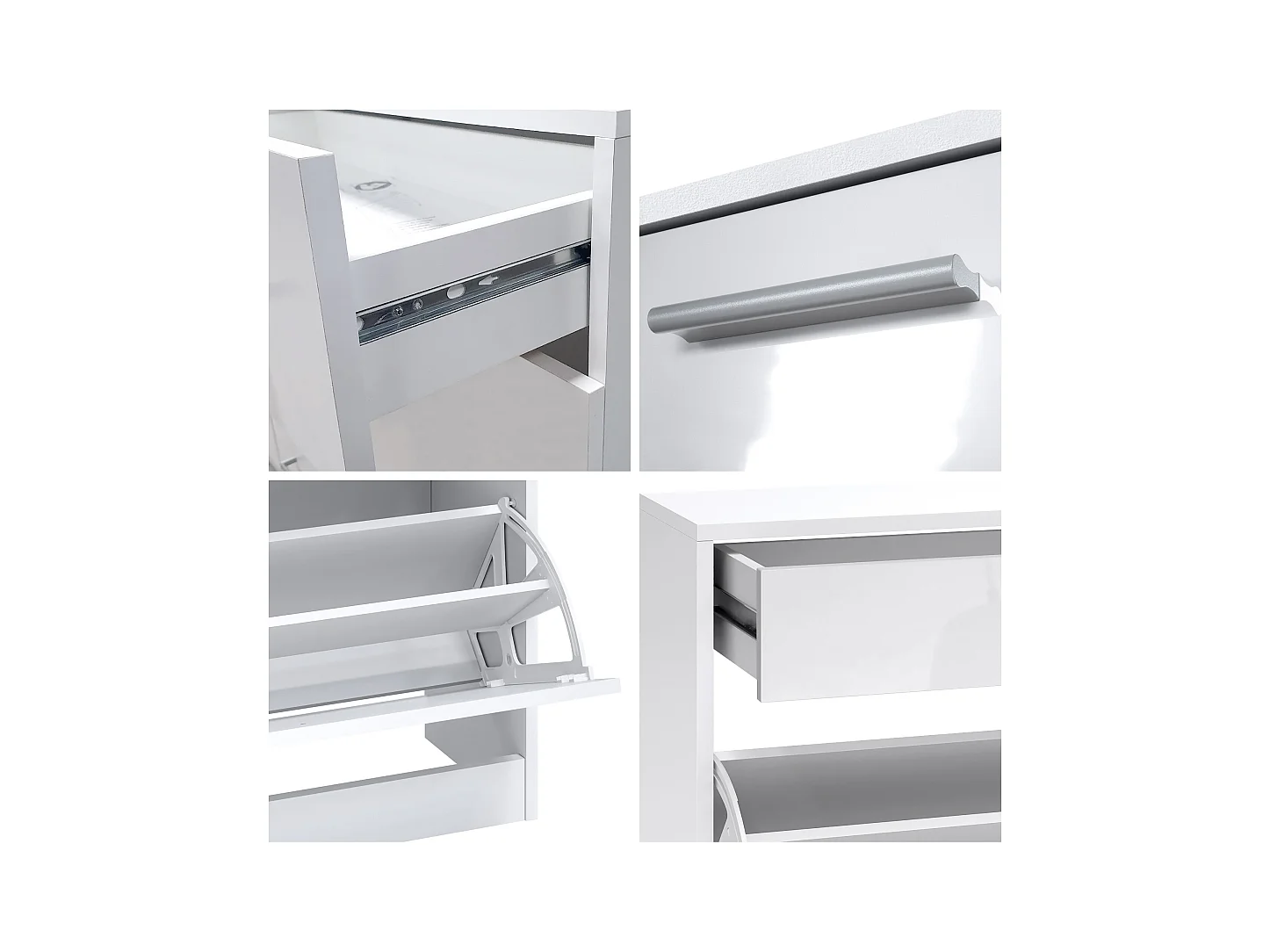 Ensemble de meubles d'entrée Loret V2 Mini, Corps en Blanc mat / Façades en Aspect Béton Oxyde