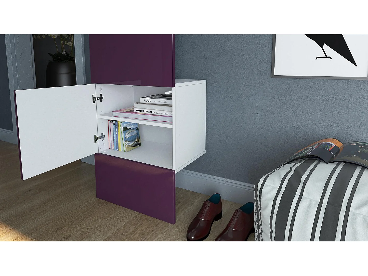 GARDEROBE Carlton Paneel in Schwarz Hochglanz