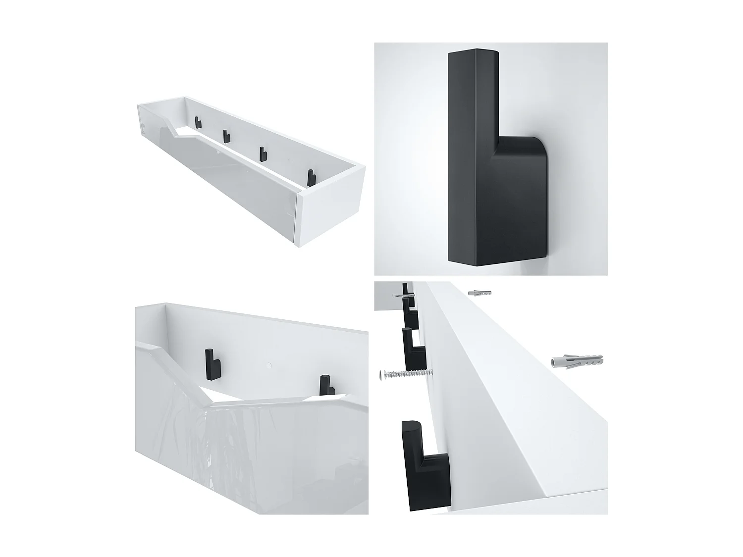 Armadio Corridoio Kolmio 190 x 185 x 33 cm, struttura in bianco opaco, frontali in nero lucido | Vasta scelta di colori