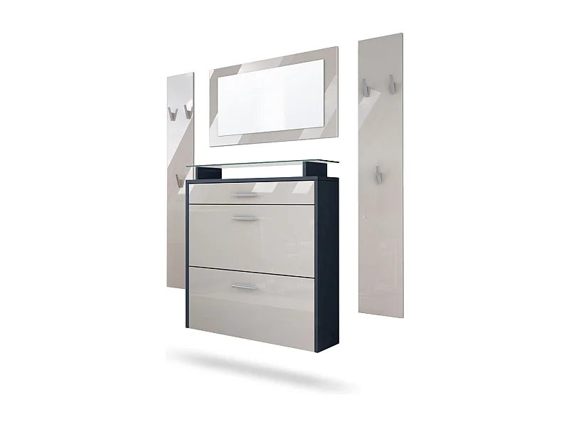 GARDEROBE Malea Fronten in Sandgrau Hochglanz