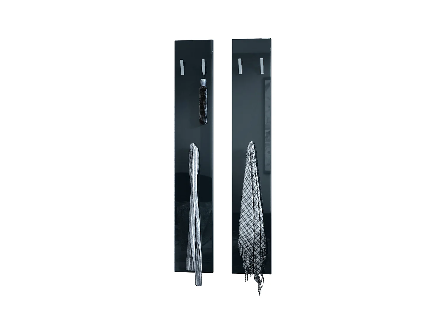 Panneau Mural 140, Fabriqué en Allemagne, Panneau de Vestiaire avec 2 Panneaux, noir haute brillance (je 24 x 140 x 2 cm)