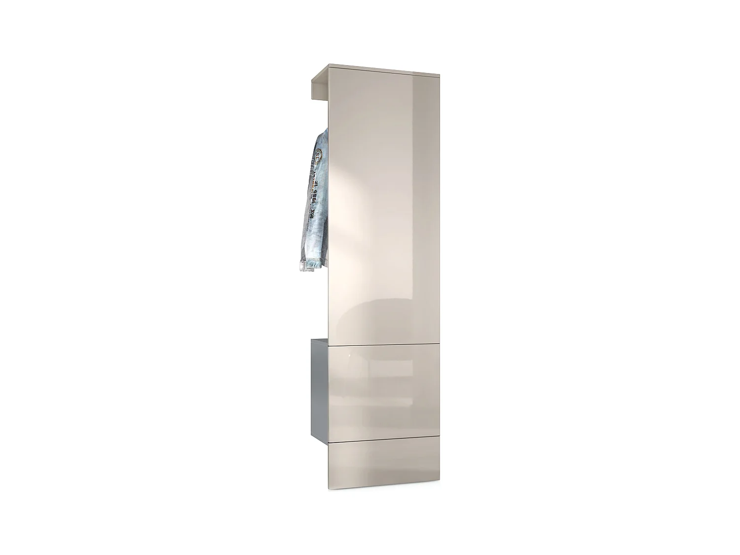 Penderie Carlton Set 5, Meuble d’entrée comprenant 1 panneau porte-manteau avec porte intégrée et 1 tringle, anthracite mat/gris sable brillant (52x193x35 cm)