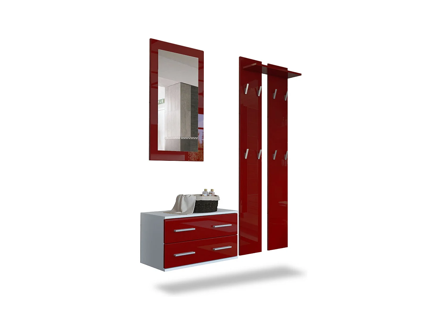 GARDEROBE Kioto Front in Bordeaux Hochglanz