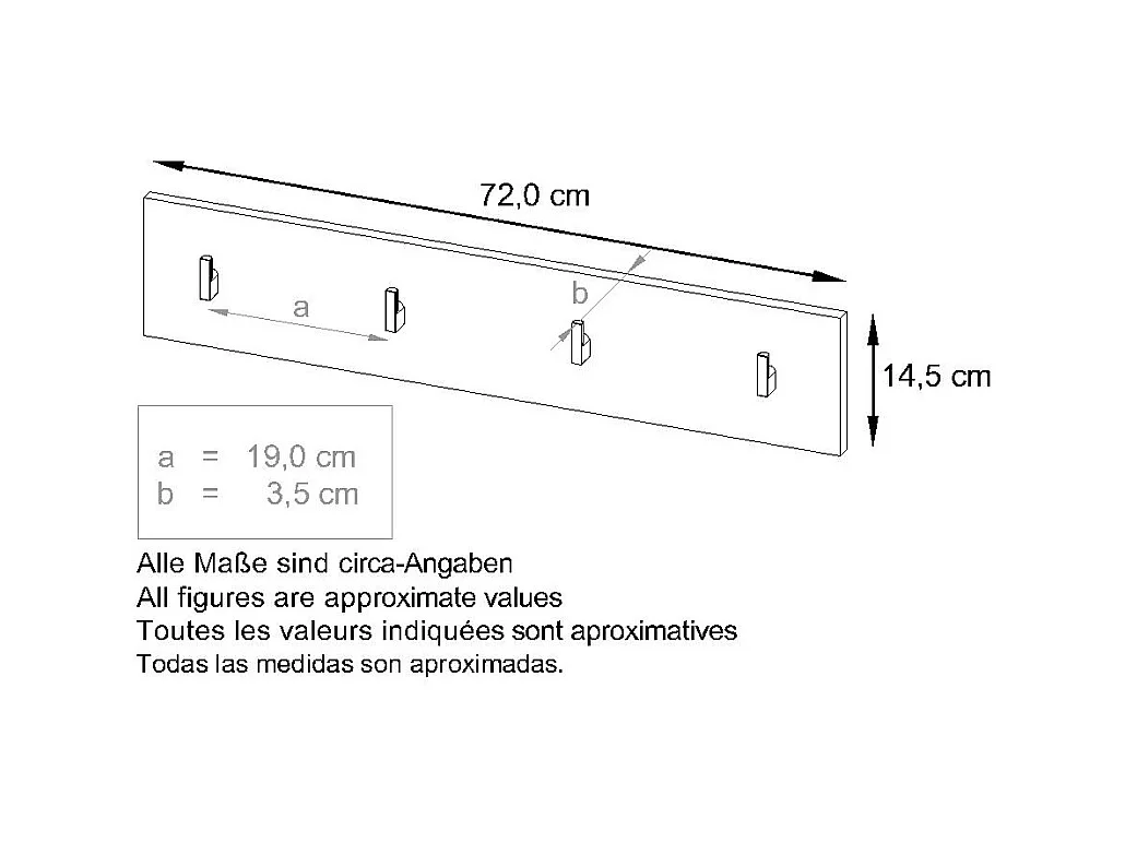 Wandgarderobe Garderobenleiste Garderobenpaneel Linea V2 in Brombeer Hochglanz