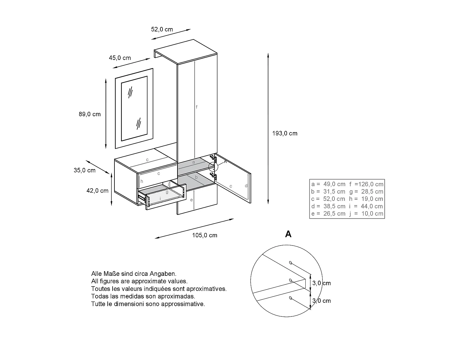 GARDEROBE Carlton Paneel in Schwarz Hochglanz