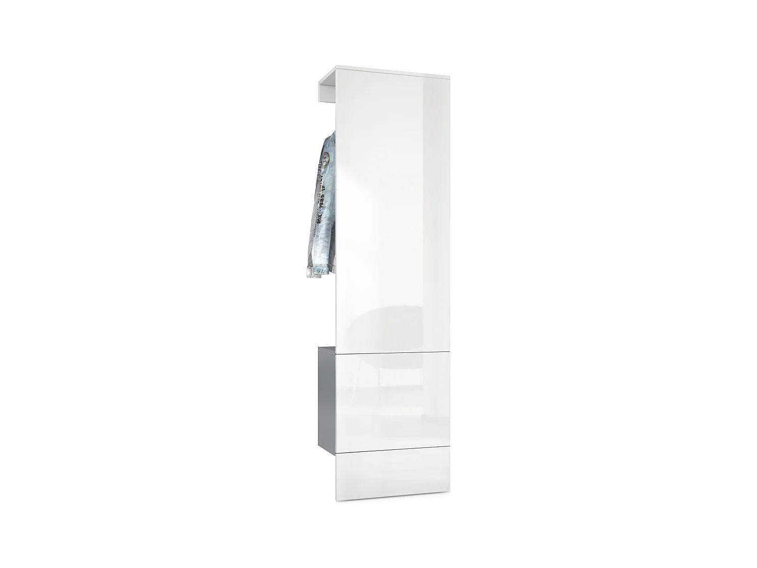 Penderie Carlton Set 5, Meuble d’entrée comprenant 1 panneau porte-manteau avec porte intégrée et 1 tringle, anthracite mat/Blanc brillant (52 x 193 x 35 cm)