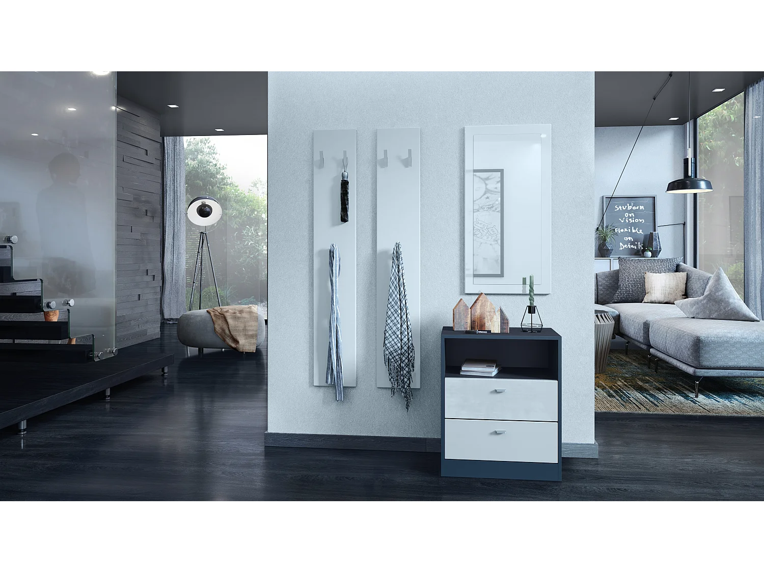 Panneau Mural 140, Fabriqué en Allemagne, Panneau de Vestiaire avec 2 Panneaux, blanc mat (je 24 x 140 x 2 cm)