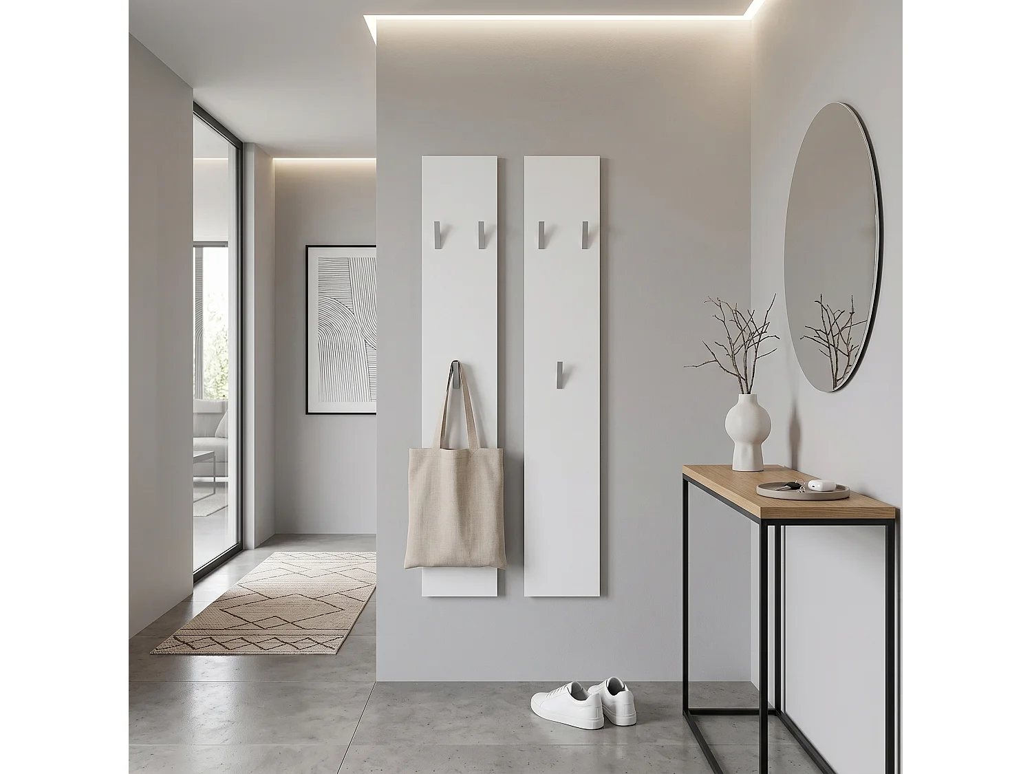 Panneau Mural 140, Fabriqué en Allemagne, Panneau de Vestiaire avec 2 Panneaux, blanc mat (je 24 x 140 x 2 cm)