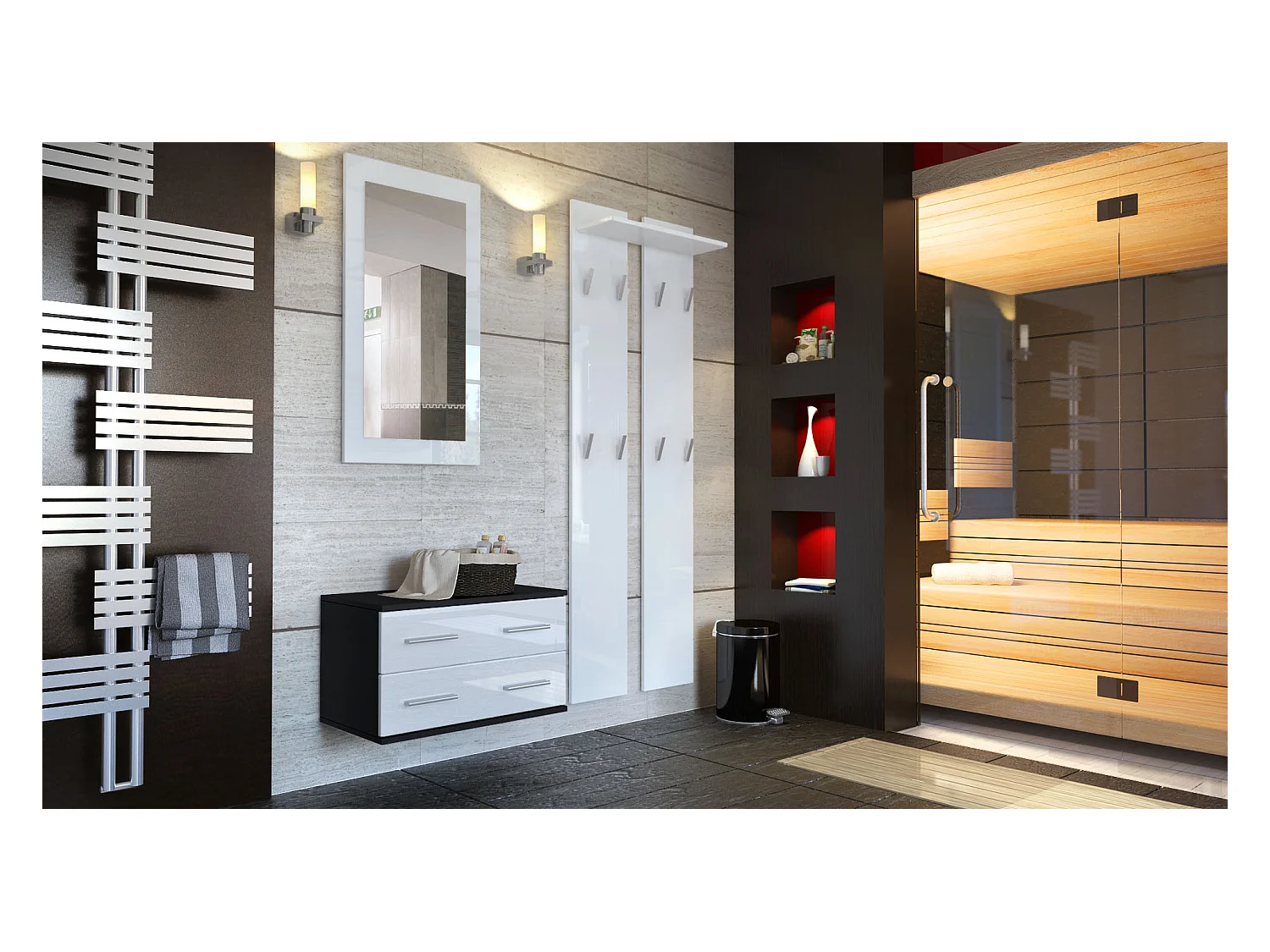 GARDEROBE Kioto Front in Weiß Hochglanz