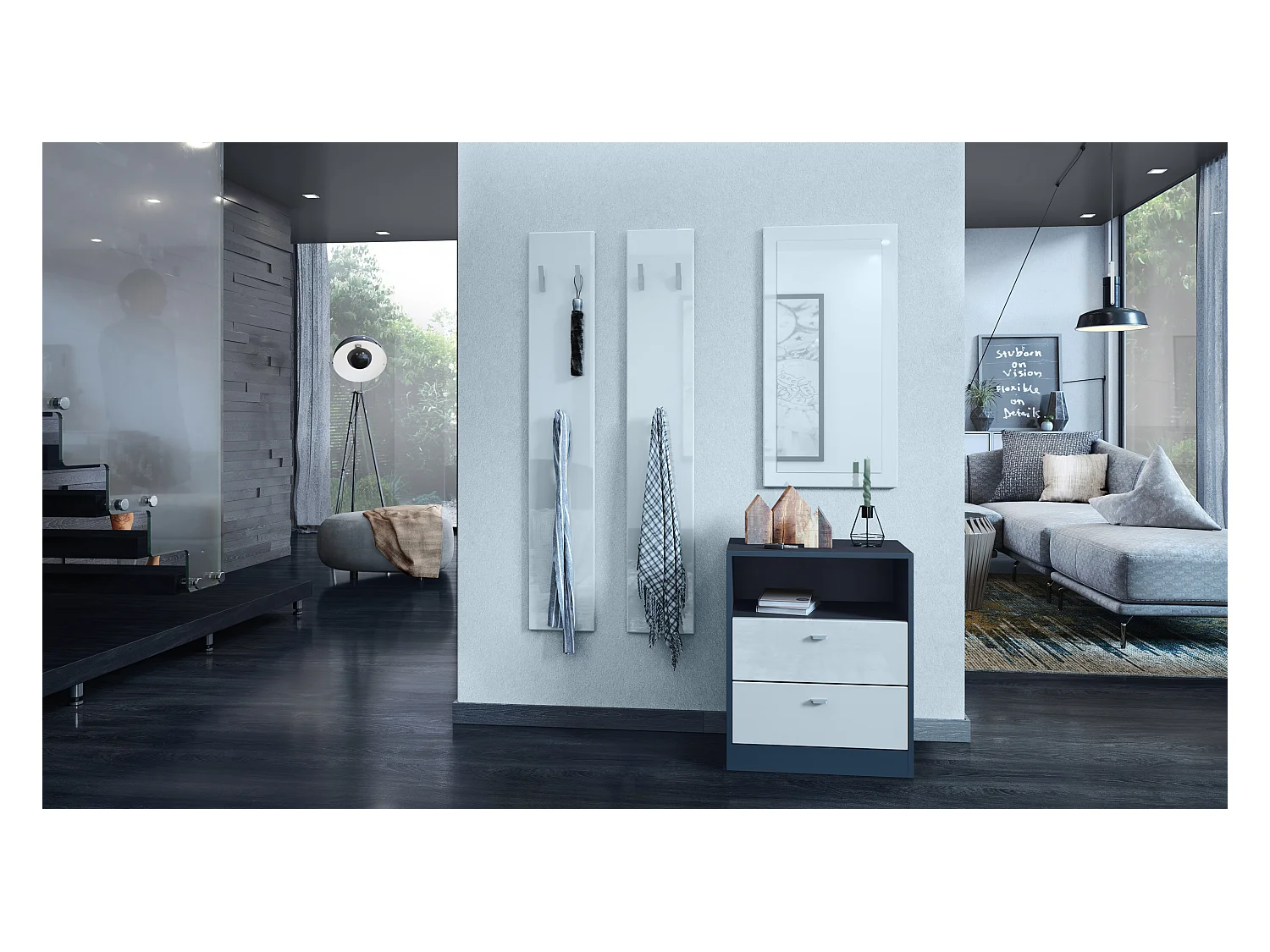 GARDEROBENPANEEL Wandpaneel Weiß Hochglanz