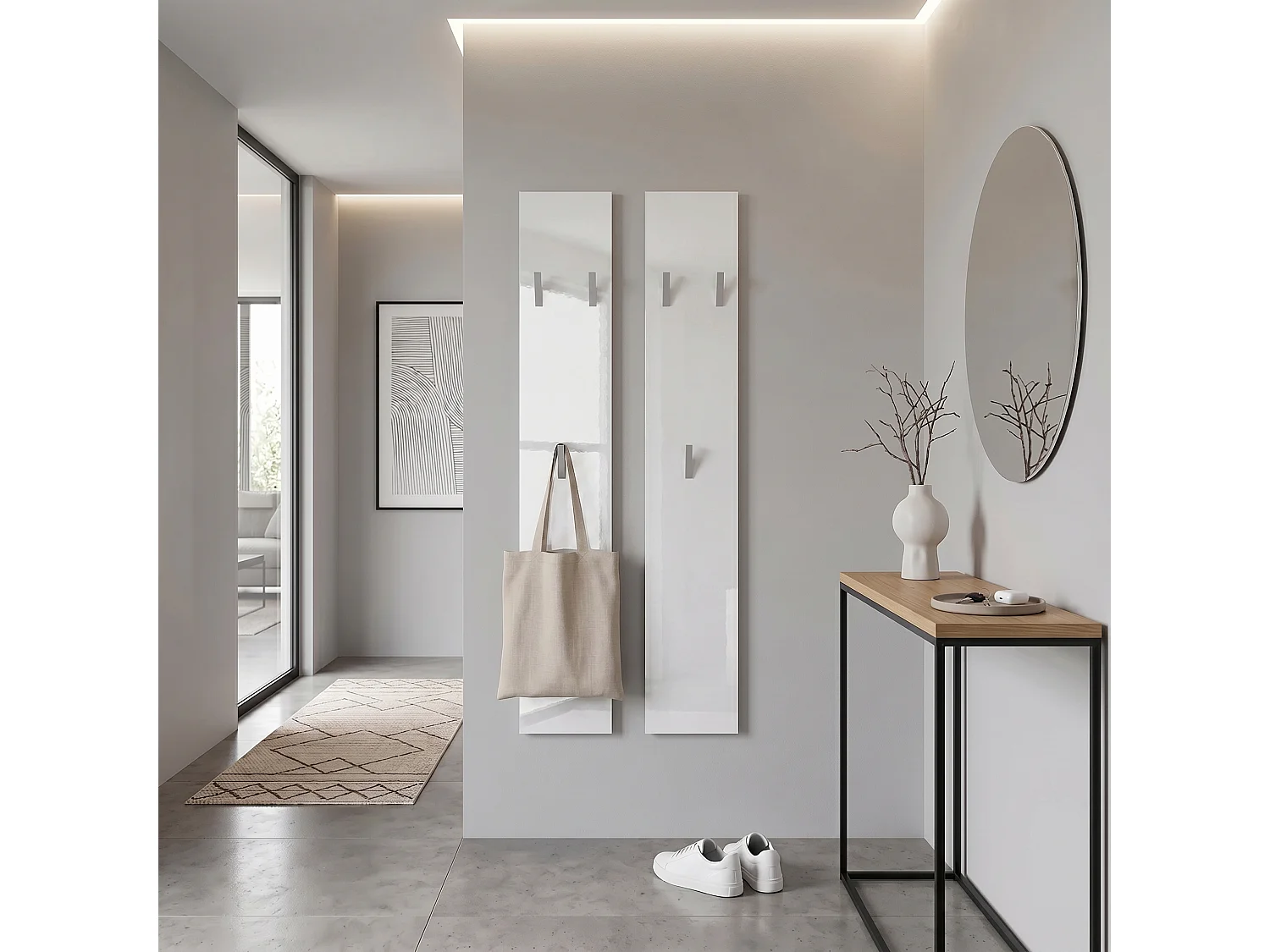 Panneau Mural 140, Fabriqué en Allemagne, Panneau de Vestiaire avec 2 Panneaux, blanc haute brillance (je 24 x 140 x 2 cm)