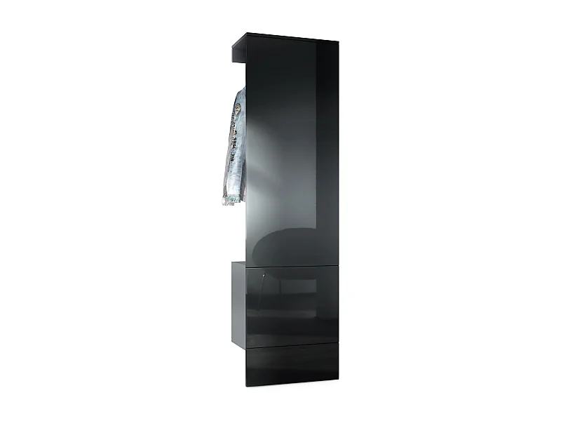 Penderie Carlton Set 5, Meuble d’entrée comprenant 1 panneau porte-manteau avec porte intégrée et 1 tringle, anthracite mat/noir brillant (52 x 193 x 35 cm)
