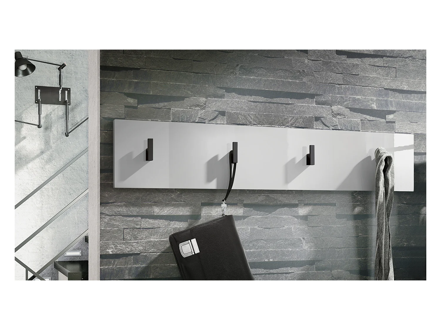 Wandgarderobe Garderobenleiste Garderobenpaneel Linea V2 in Weiß Hochglanz