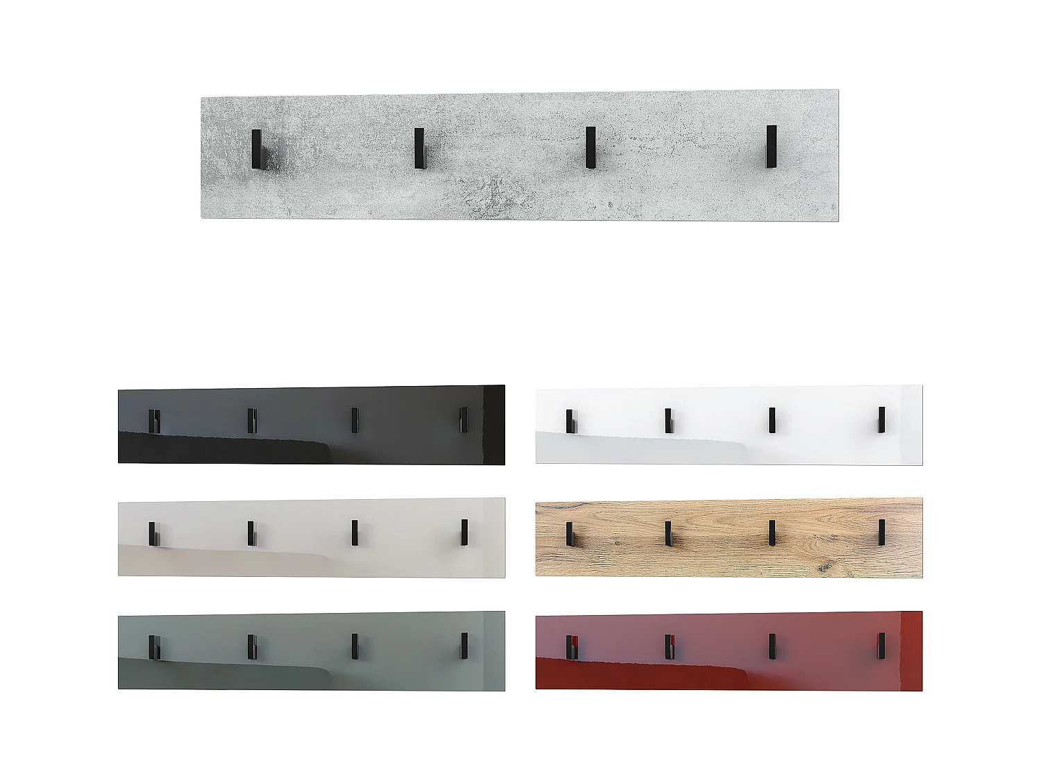 Wandgarderobe Garderobenleiste Garderobenpaneel Linea V2 in Weiß Hochglanz