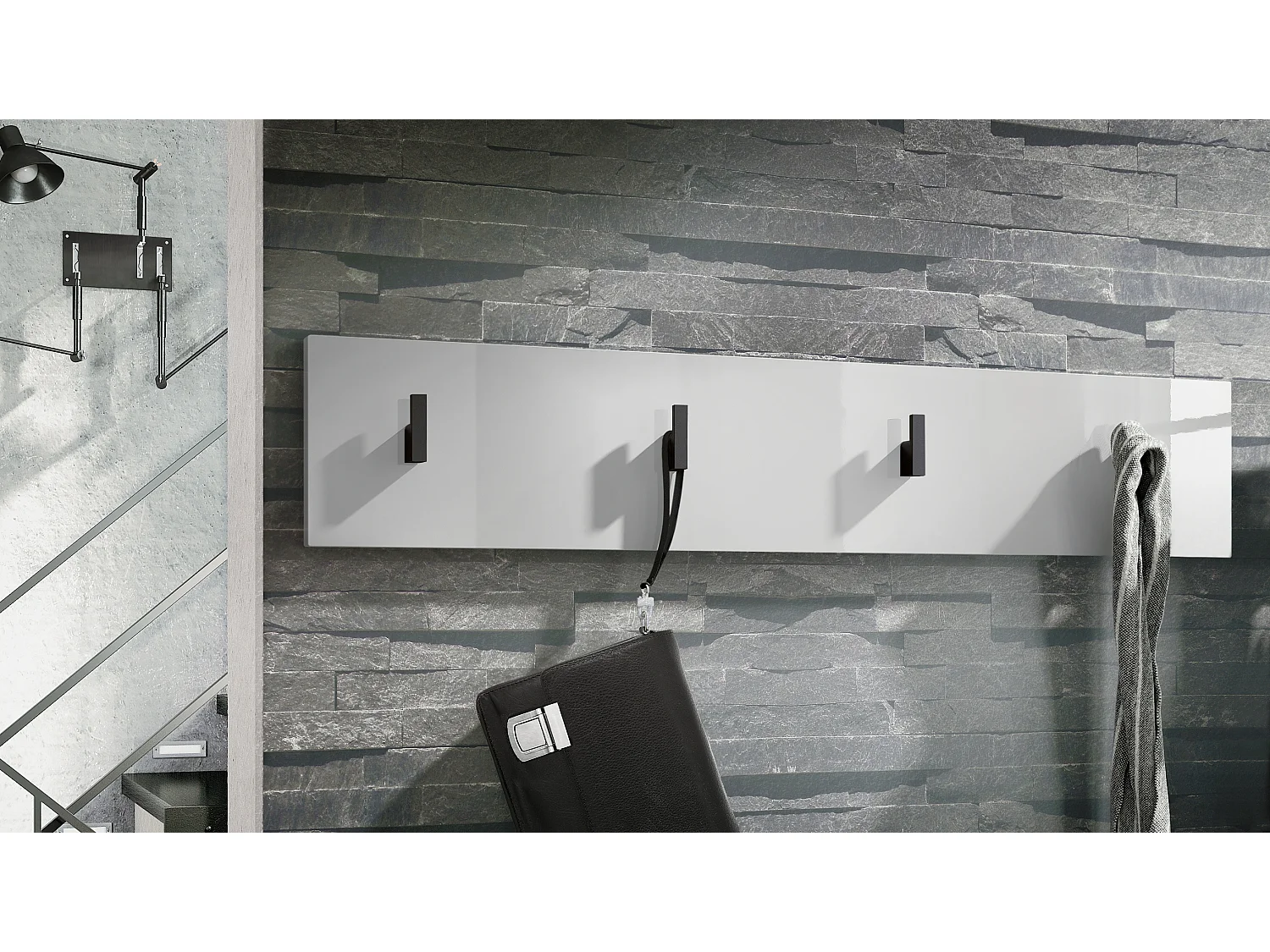 Wandgarderobe Garderobenleiste Garderobenpaneel Linea V2 in Weiß Hochglanz